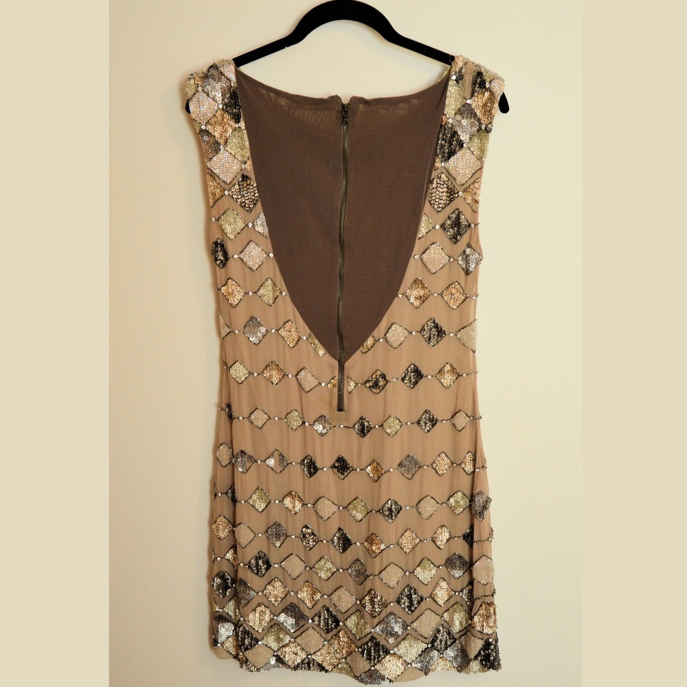 Alice & Oliva Taupe Silk Sequin Dress - Picture 10 of 10